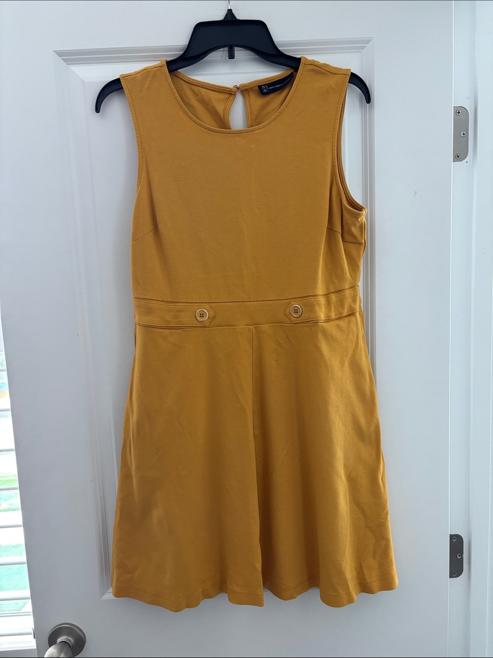 New York & Company Sleeveless Golden Yellow A-Line Dress